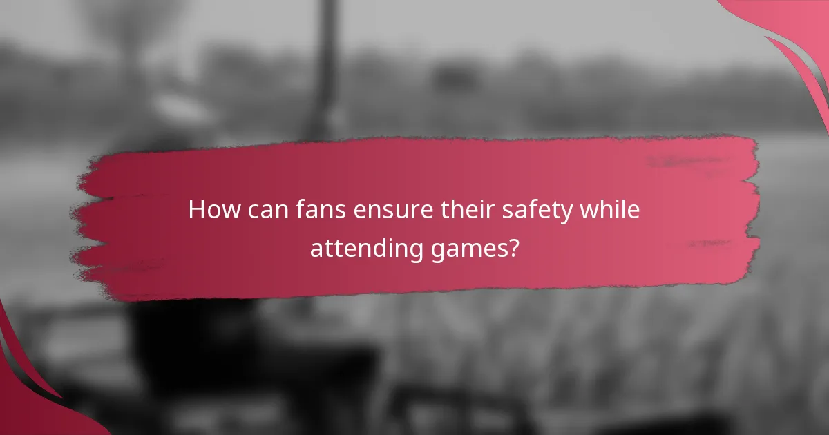How can fans ensure their safety while attending games?