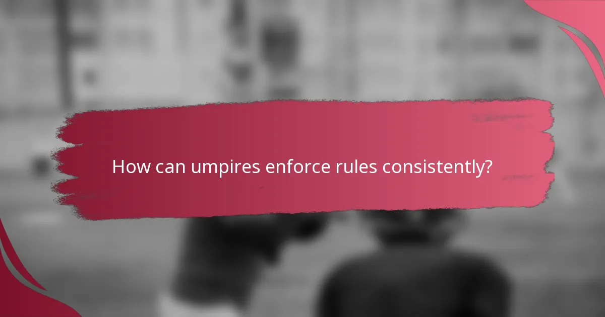 How can umpires enforce rules consistently?