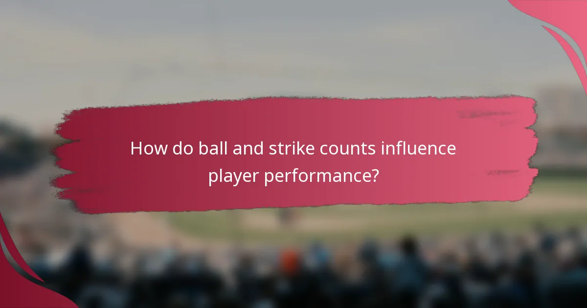 How do ball and strike counts influence player performance?