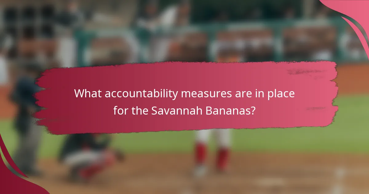 What accountability measures are in place for the Savannah Bananas?