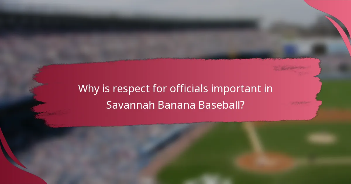 Why is respect for officials important in Savannah Banana Baseball?